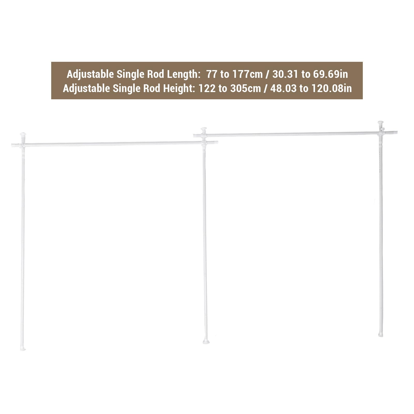 Tringle à Rideau de Séparation de Pièce Réglable du Sol au Plafond, Installation Facile pour Cloison de Pièce dans les Dortoirs et les Bureaux en Acier au Carbone (Blanc mat)