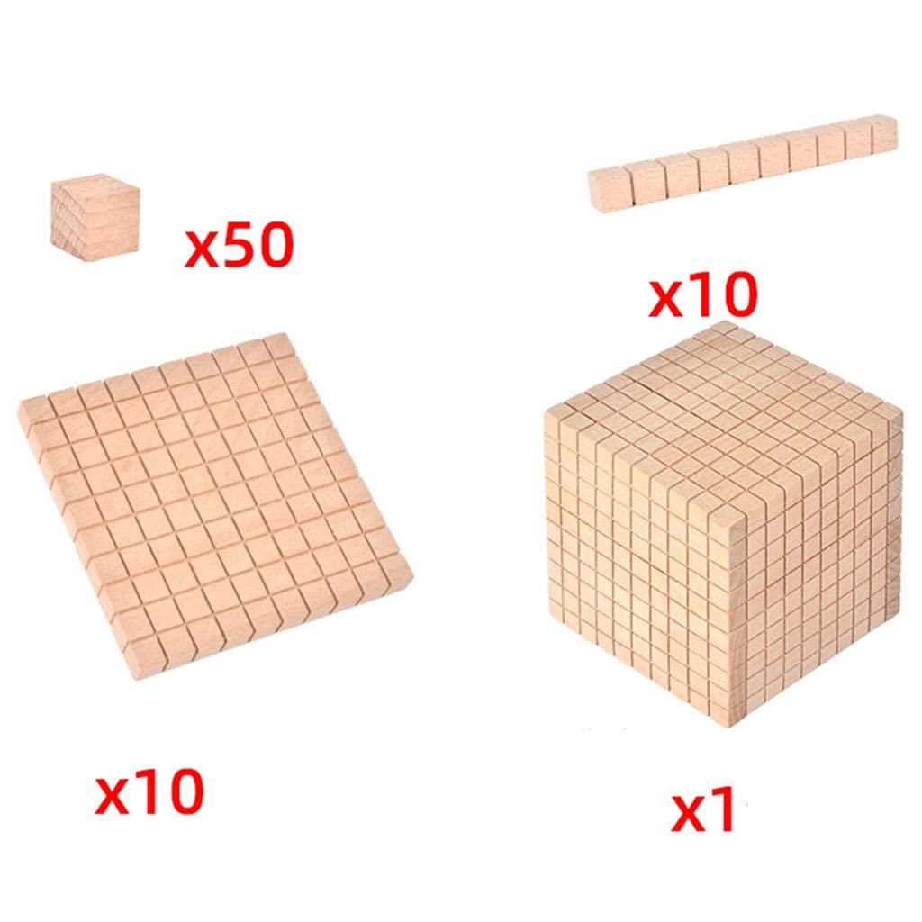 50 Piezas Bloques Base Diez Manipulativos Juego Material Madera para Niños Adecuado para Aula Escolar Enseñanza de Matemáticas Regal, Paquete C