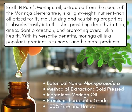 Image of Earth N Pure Moringa Oil Cold Pressed, Natural and Therapeutic Grade 30 ml