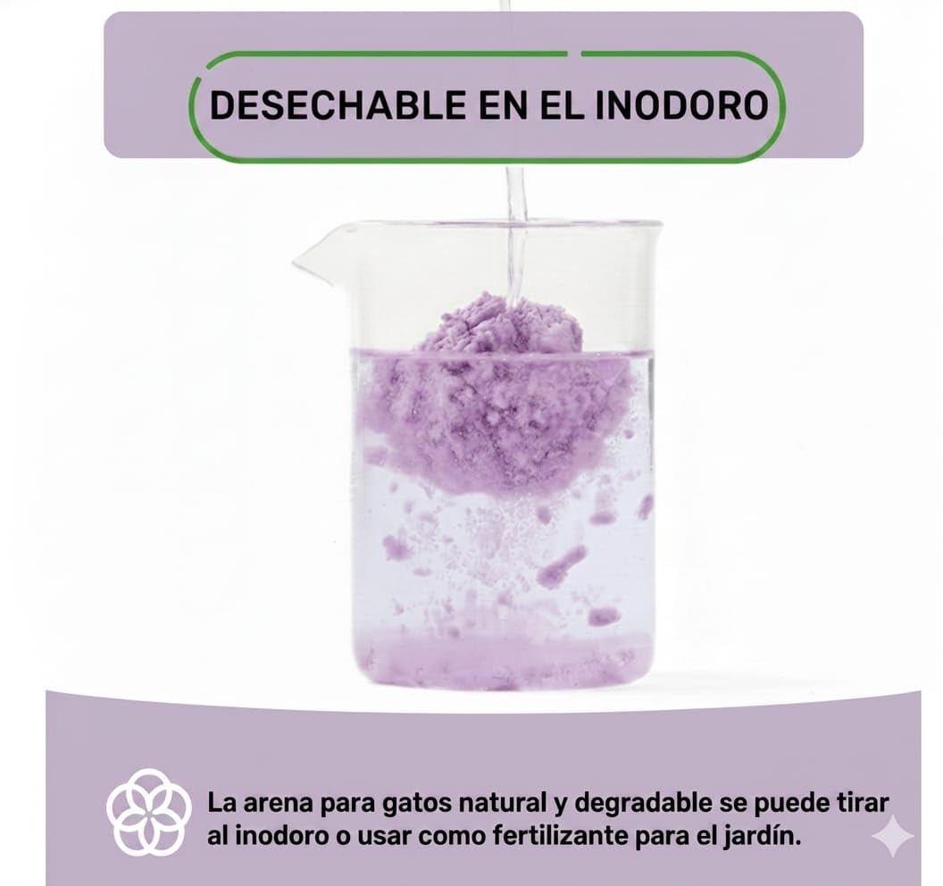 EcoSand Arena para Gatos de Tofu – Súper Premium, Suave y Aglutinante, Ecológica y Biodegradable, Control de Olores, Aroma Lavanda – 24L Pack de 4