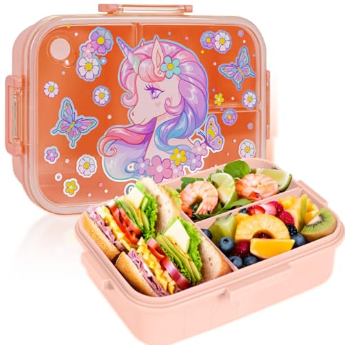 YOYTOO Bento Lunch Boxes for Kids, 1200 ml BPA-Free Leak-Proof Children Food Containers with 3 Compartments, Back to School Students Daycare Lunches Snack Container