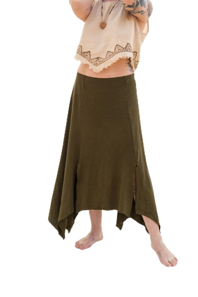 Olivarra Women's Boho Lycra Maxi Skirt | Hand Block Printed Long Skirt | Elastic Waist A-Line Flared Skirt | Ethnic Bohemian Festival Beach Vacation Casual Wear-image-29
