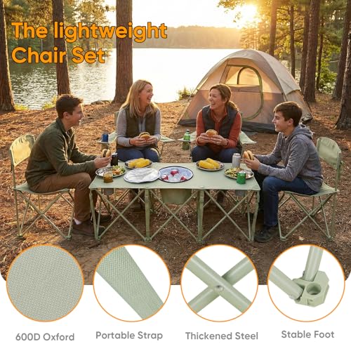 Set de Sillas Plegables para Camping Colorsoul Verde LC-166 con Mesa y Bolsa Térmica miniatura 4