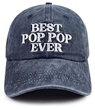 Grandpa Fathers Day Birthday Gifts, Grandpa Dad Hat,Adjustable Embroidered World's Best Pop Pop Ever Baseball Cap, Grandfather Gift from Grandkids Navy