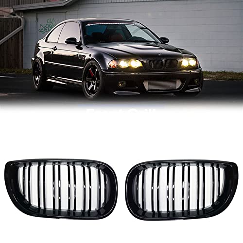 Parrillas tipo riñón negro brillante de doble listón, rejuvenece el frontal de tu BMW E46