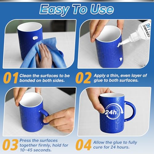 Image of Ceramic Glue Repair Kit, Ceramic Glue for Pottery, Porcelain, Mugs, Dishes, Glass and More, Waterproof & High Temperature Resistant