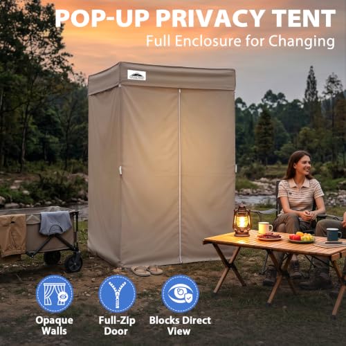 EAGLE PEAK 4x4 Pop Up Changing Tent, Flat Top Changing Room, Brown miniatura 5