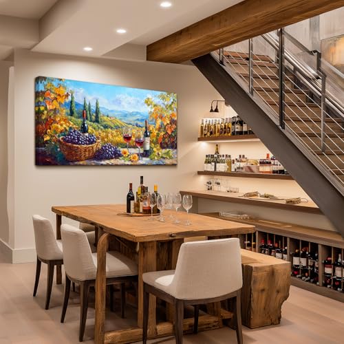crmotu Orchard Landscape Wall Art, Vineyard Prints Dining Room Art, Fruit Grape Extra Large Canvas Paintings, Rustic Cozy Pictures Wall Decor Living Room Farmhouse Wine Cellar Home Office 30x60 Inch