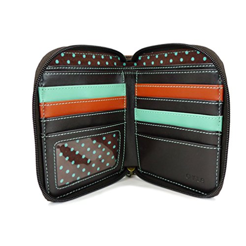 Image of CHALA Zip Around Wallet, Wristlet, 8 Credit Card Slots, Sturdy Pu Leather - Mermaid - Blue