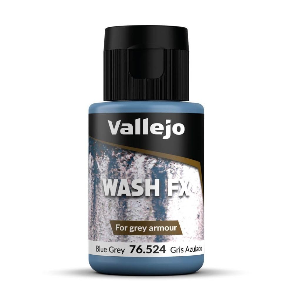 Vallejo Model Wash Acrylfarbe Grau-Blau 35 Ml mit Pipette. Wasserbasierter Wash mit matter Oberfläche für Schatten- und Lichteffekte auf Figuren und Modellen. Ideal für präzise Anwendungen.