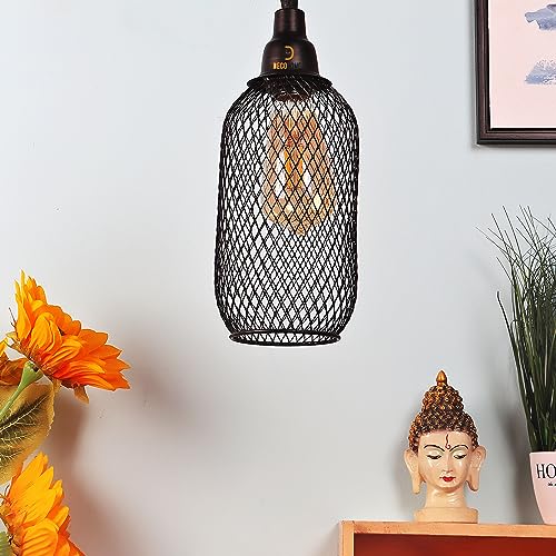 Image of DECOHOME Modern Hanging Ceiling Lamp Lights for Home & Decor | Premium Finish Pendant Light for Living Room, Bedroom & Dining Area | Stylish Indoor Lighting | Chandelier Lights (Cylindrical-Black)