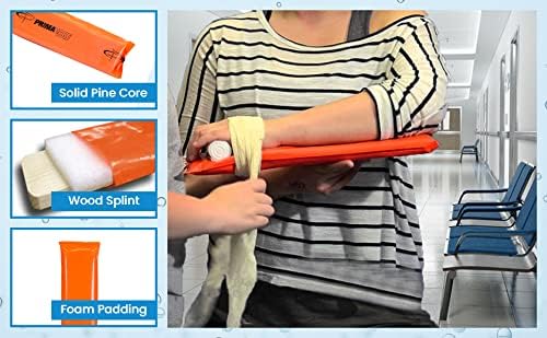 Primacare IS-5116 Padded Wood Splint with Vinyl Casing for Fractured Limbs, Full Arms, Legs, Universal Waterproof Medical Splints for First Aid and Emergency Support, 16", Orange image 4 of 4 B00K6J5DUM
