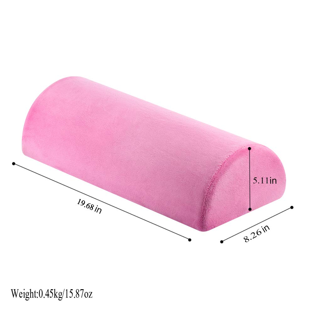 Almohada de espuma viscoelástica Skyzonal, media luna, para el cuello de la espalda, lumbar, columna vertebral, rodilla, alivio del dolor, apoyo de almohada 19.68 x 8.26 x 4.72 pulgadas (rosa)