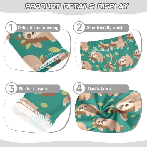 Cute Sloth Tree Branch Girls Leggings Soft Stretch Workout Yoga Dance Pants for Kids Casual Tights3