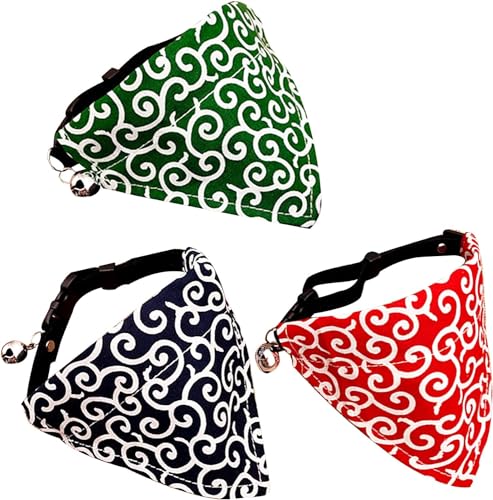 LIVIA唐草模様 子犬のスカーフ 犬の首輪 バンダナ 伝統的な美しい 和柄がおスタイ よだれかけ 犬猫用調節可能 バンダナ よだれ巾 おしゃれかわいい ペット用品 スカーフ 付き首輪 犬猫対応 犬用 スカーフ 猫用 アクセサリー 手作りの犬の首輪、犬の誕