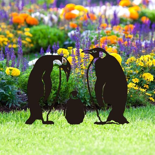 Lawn Decor Penguin en fer forgé pour aménagement extérieur de Noël - 4