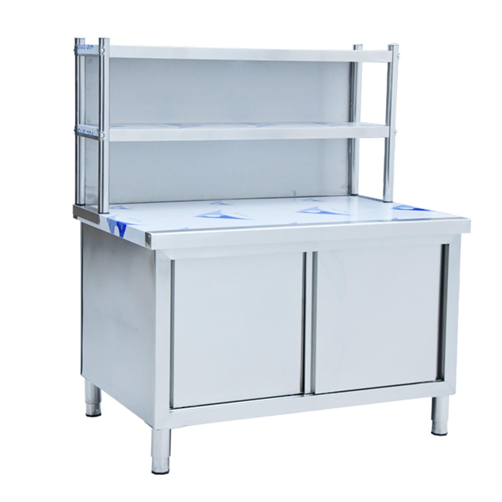 Desserte Exterieur Etagère à 2 Niveaux Acier Inoxydable Épaissi Double Rail Coulissant Porte Coulissante Charge 250kg Étanche Table INOX Professionnel