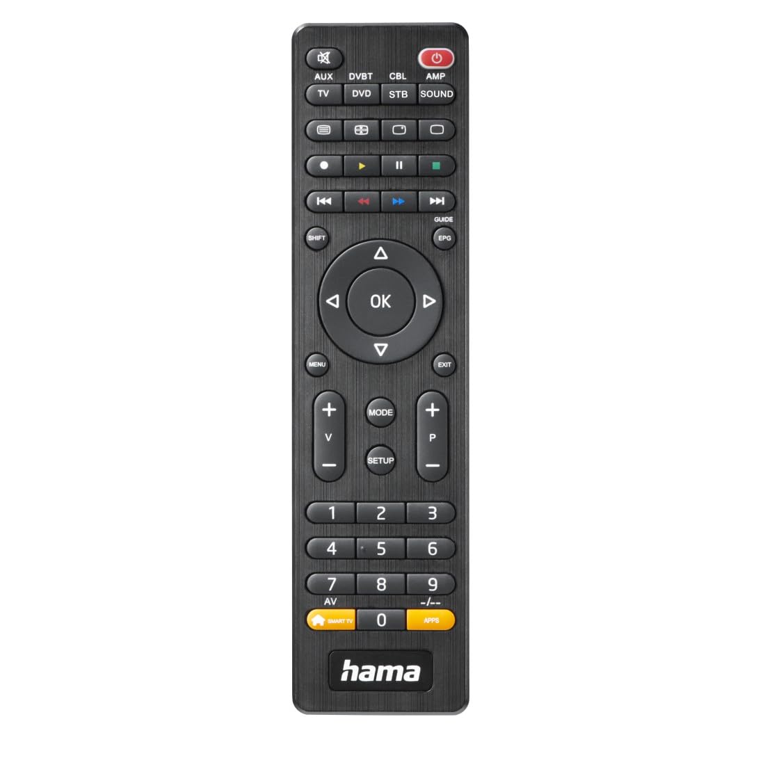 Hama 221054 Infra-Red Universal TV Remote Control for 8 Devices, Black