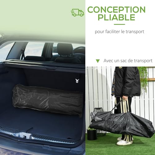 Outsunny Lit de Camping Pliable Robuste pour Adultes, Charge Jusqu'à 250 kg, Lit de Voyage Portable 1 Personne avec Poche latérale, Porte-gobelet et Sac de Transport 68 x 190 x 48 cm, Noir – Image 4