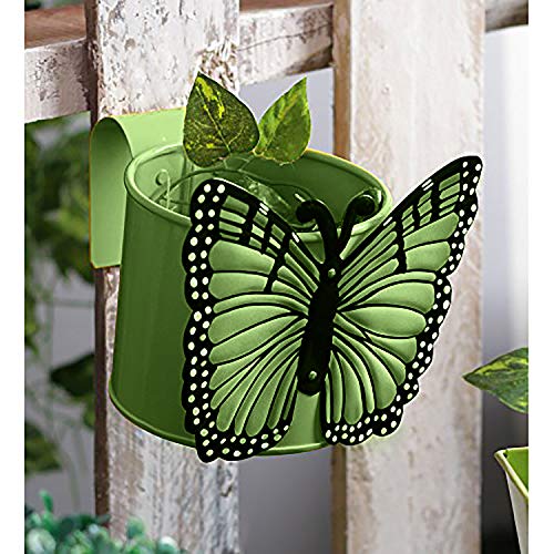 Biaba Collection for Balcony Indoor as Well as Outdoor Gardening Balcony Butterfly Planter Hanging pots Metal Plant Container Multicolour (Set of 3)