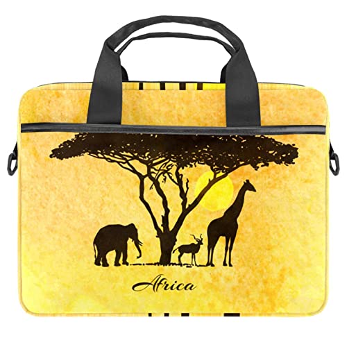 Sacoche à bandoulière pour ordinateur portable 13" 13,3" 14,5" motif animal africain jaune
