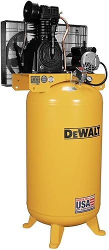 Miniatura 3 de DEWALT Compresor de aire vertical de 80 galones con bomba lubricada con aceite de 2 etapas, motor de inducción de 240 V resistente, 175 PSI máximo,