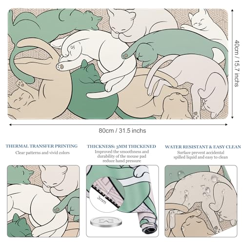 Cat Desk Pad, Teacher Desk Mat for Desktop XXL Large Mouse Pad 31.5×15.7 - image 3