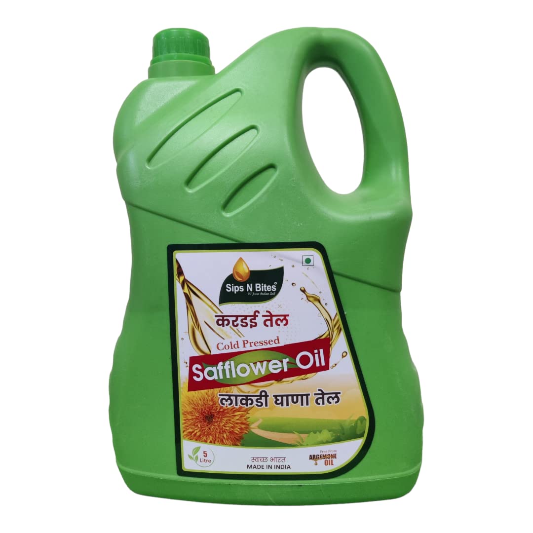 Sips N Bites Cold Pressed Safflower Oil Kardai Tel 5 liter Extracted On Wooden Churner (Pack of 1) (B0BLVXRMXZ) Amazon Price History, Amazon Price Tracker