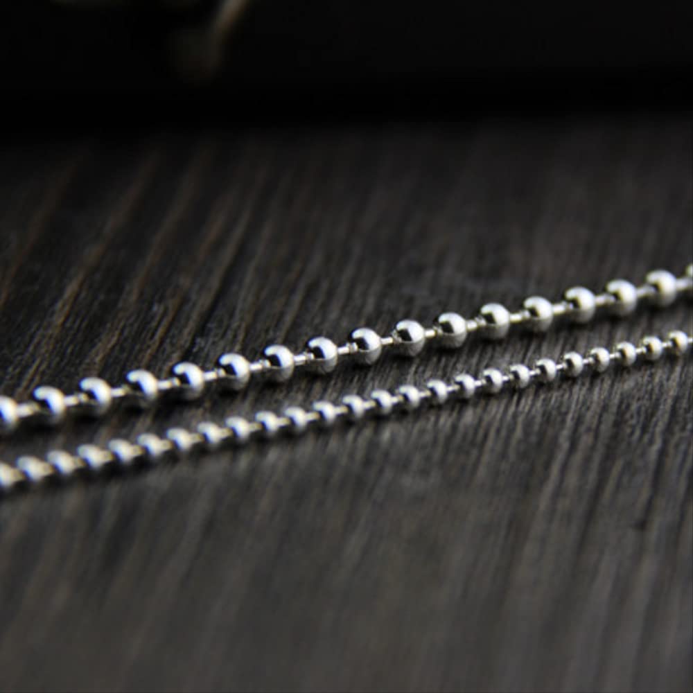Collar de cadena de bolas brillante puro para hombre y mujer, joyería unisex con cuentas redondas sólidas s925, regalo