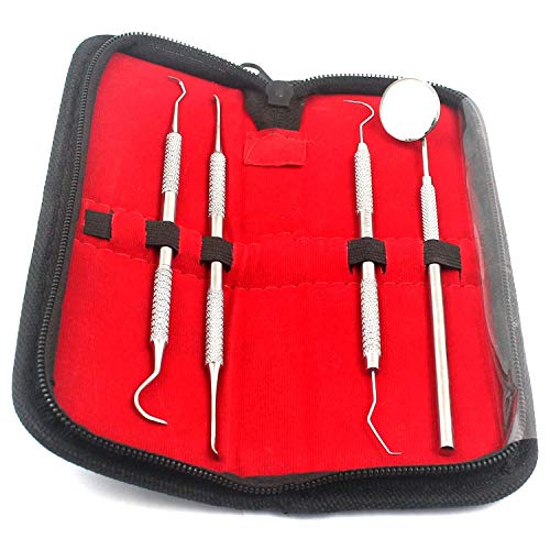 PRECISE CANADA: Dental Hygiene KIT - Calculus & Plaque Remover Set - Stainless Steel TARTER Scraper, Tooth Pick, Dental Scaler and Mouth Mirror.Dentist Home USE Tools New