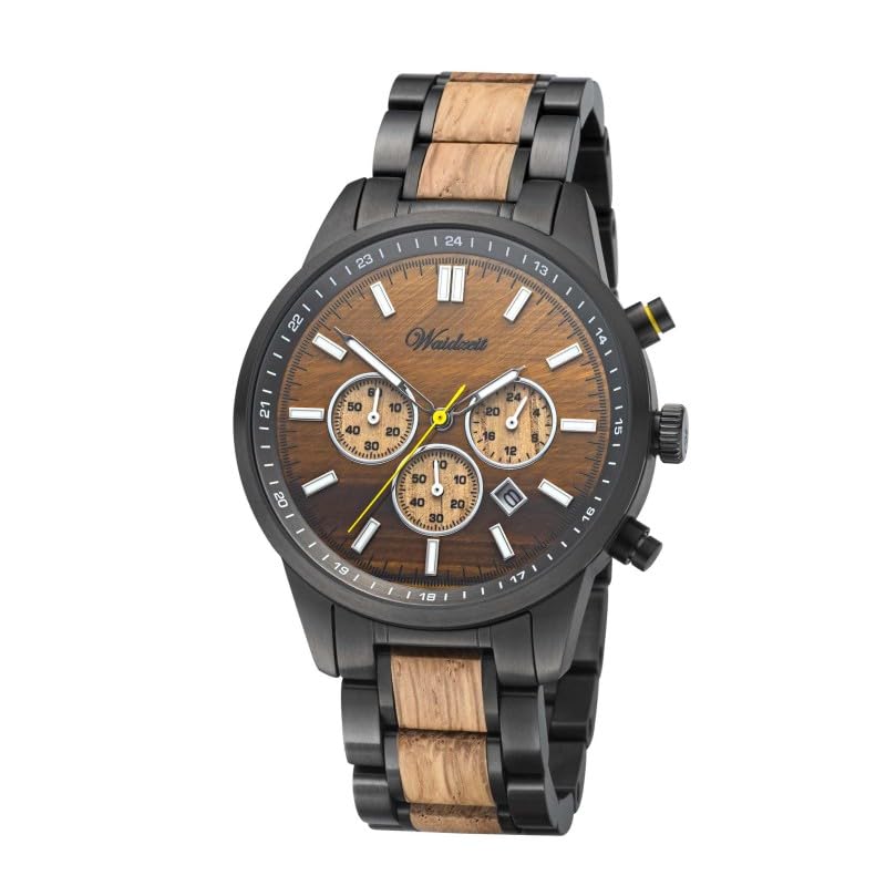 Chronographe Waidzeit Bois Chêne Barrique Montre Homme Acier Pierre Tigre