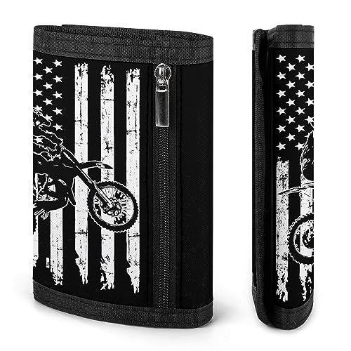 Motocross Dirt Bike Trifold Wallet Front Pocket Credit Card Holder with Coin Purse Travel for Men Women3