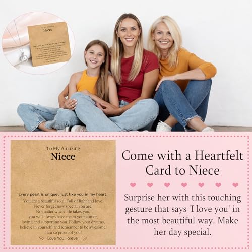 EPIRORA Gifts for Daughter Niece Sister Granddaughter, Silver Pearl Pendant Ciecle Necklace Jewellery Presents for Women Girls on Birthday Christmas Mother's Day Valentines Day2