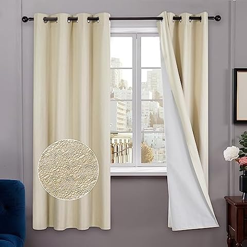 Deconovo Beige Eyelet Blackout Curtains Cover