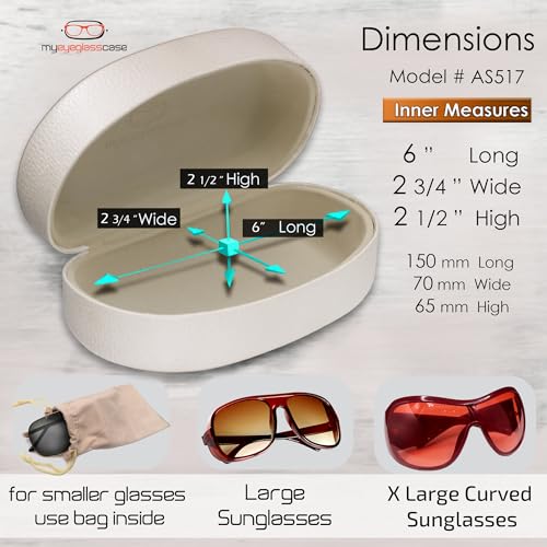Image of MyEyeglassCase - Large Sunglasses Case - Glasses Holder with Pouch & Cloth - Eyeglass Hard shell Medium - Extra Large frames