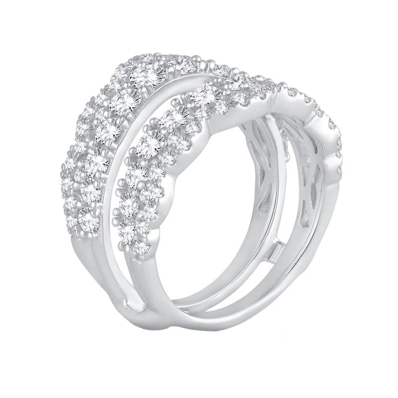 1.89 Ct Round Cut Moissanite 14K White Gold Over Double Guard Enhancer Ring For Women's2