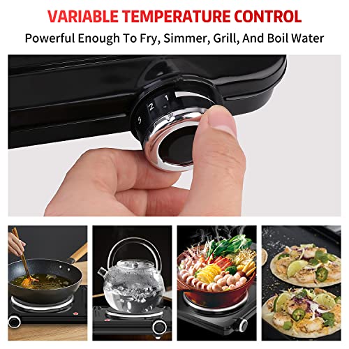 Hot Plate For Cooking, Vayepro 1800W Portable Electric Stove,Double Electric Burner For Cooking,Ul Listed,Cooktop For Dorm Office Home Camp, Compatible With All Cookware #TOP5