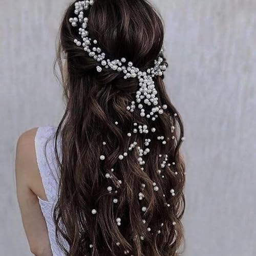 Image of 1 Pcs Handmade Pearl Hair Vine for Bride | Elegant Hair Accessories for Wedding, Party & Festivals | for Girls with Long Wavy Hair