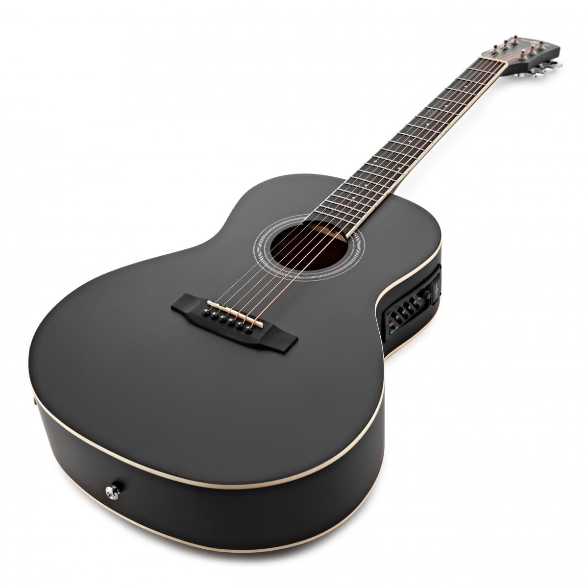Chitarra Parlour Mancina Elettroacustica e Accessori, Nero | Mancina con Preamplificatore EQ 3 Bande, Tiglio per Toni Chiari ed Equilibrati, Borsa Corde Accordatore e Capotasto, Nero