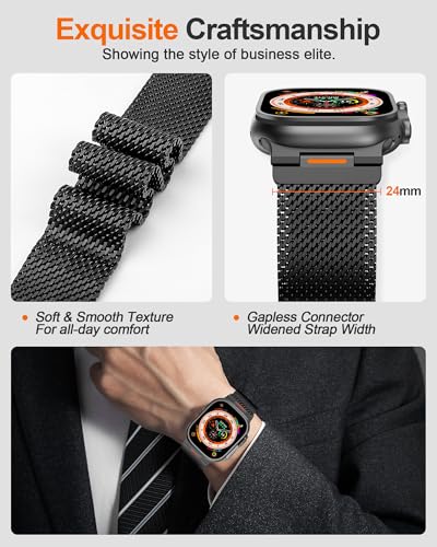 Image of Compatible with Apple Watch Ultra 49mm 46mm 45mm 44mm Magnetic Metal Mesh Loop Strap for iWatch Series 11 /10 /9 /8 /7 /6 /5 /4 Compatible with Apple Watch SE 3 2 1 Steel Bands