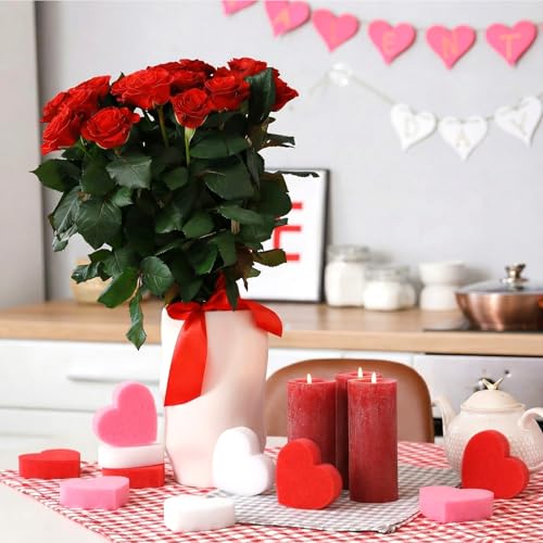 Image of Tioncy 12 Pack Heart Kitchen Sponges Bulk Dual Sided Scrubber Sponges Dishwashing White Pink Kitchen Cleaning Accessories for Household Supplies