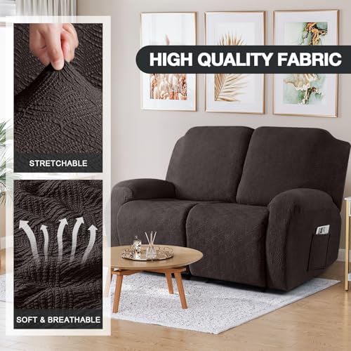 Image of Timeles Recliner Covers Extra Wide Recliner Loveseat Covers Oversized Reclining Couch Covers Sofa Slipcovers Stretch Soft Washable (Two-Seater Oversized, Chocolate)