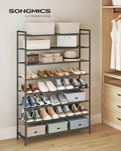 Image of SONGMICS Metal Shoe Rack, Free Standing Shoe Organizer for Entryway Closet Garage Small Spaces, Heavy-Duty Slim Steel Storage Shelf, 8-Tier, Fits 32-40 Pairs, Black ULMR048BP01