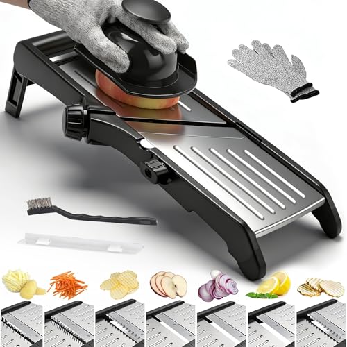 Mandoline Food slicer for kitchen, Adjustable Stainless Steel Mandoline Vegetable slicer, Food...