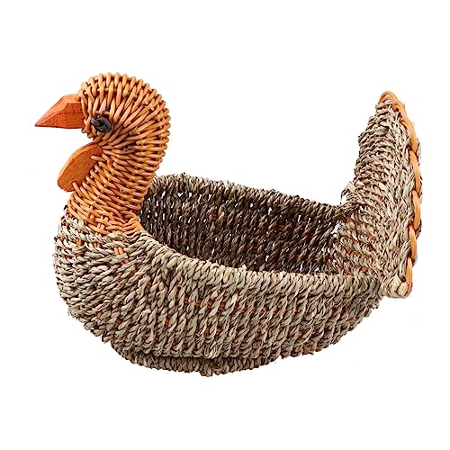MUSISALY Home Organizer Basket Figurine Woven Egg Basket Thanksgiving Serving Basket Seagrass Storage Baskets Wicker Basket with Handle Bin Cornucopia Basket Dog Basket Light Grey