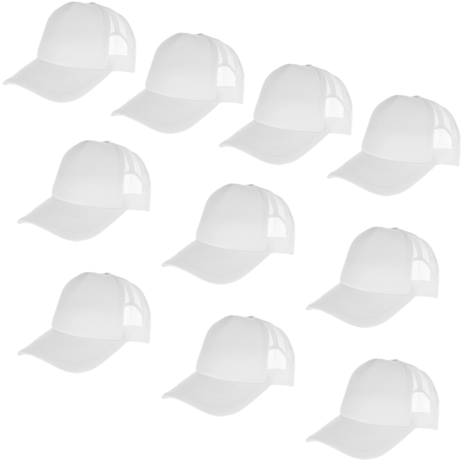 10 PCS Sublimation Blank Trucker Hats Plain Baseball Caps Adjustable Back Strap Unisex Mesh Caps Men Women DIY (Cotton, White)