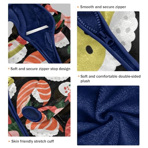 Sushi Pattern with Various Types Toddler Fleece Jacket Girl Boys Hooded Fleece Jacket Coat Warm Outwear Zip-up 3-10T3