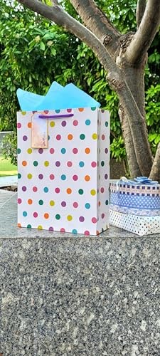 Image of Birthday Paper Gift Bags for Return Gifts - Medium Size 9x12x3.5 inch - Pack of 10 with Tags & Tissue Paper - Gift Bags for Kids Birthday Party, Baby Shower, Theme Party - 3 Cute Designs by Flora Paperbags