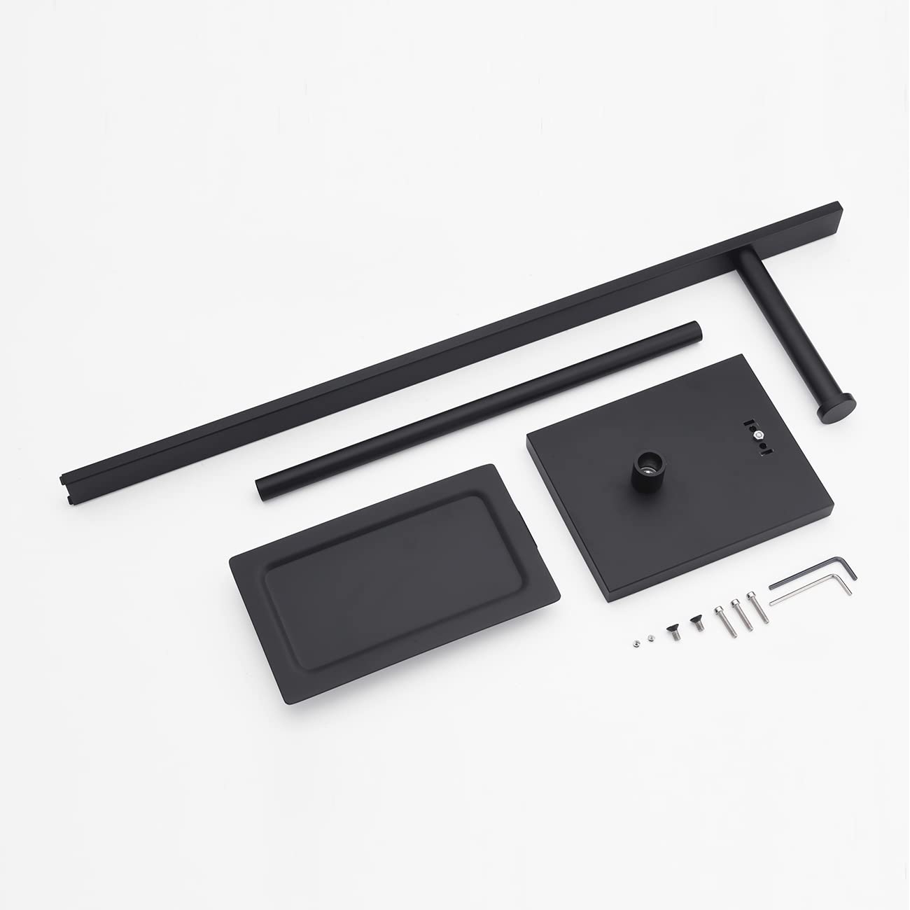 Miyili Portarotolo autoportante nero opaco con mensola, dispenser di carta per asciugamani di carta organizer per bagno stile quadrato, F04B2