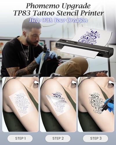 Phomemo 50 Sheets Tattoo Transfer Paper, A4 Size Stencil Transfer Paper for Tattooing, Thermal Tattoo Stencil Paper Compatible with TP83 M08F TP87 Tattoo Printer & Tattoo Transfer Kit Tattoo Supplies